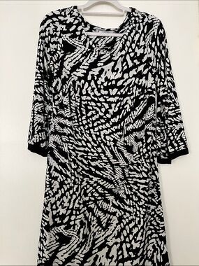 Calvin Klein Black and White Abstract Print Dress